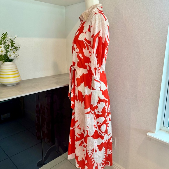 Figue Kate Floral V-Neck Beaded Collar Floral Button Down Shirt Dress Size 6 J - Picture 8 of 10